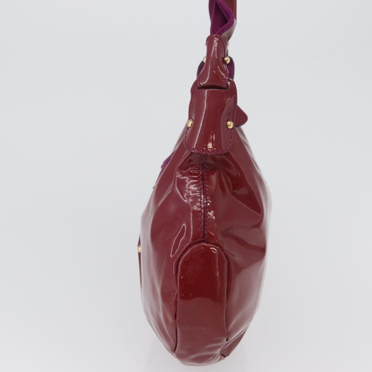 Salvatore Ferragamo Hand Bag Patent leather Purple Gold Auth BA10072