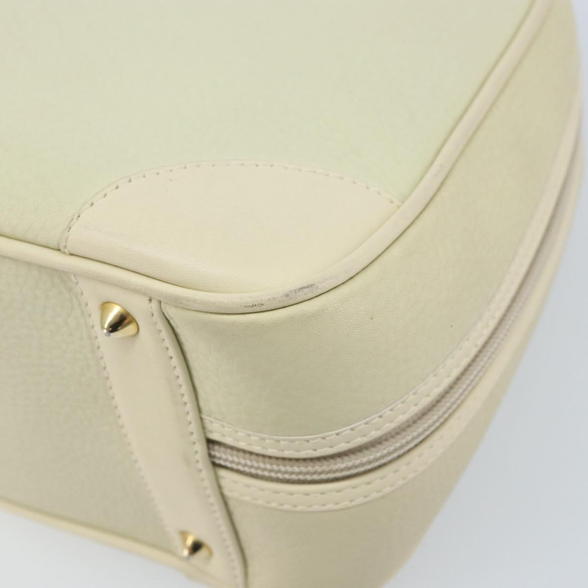 GUCCI Hand Bag Leather Ivory Gold Auth BA10073