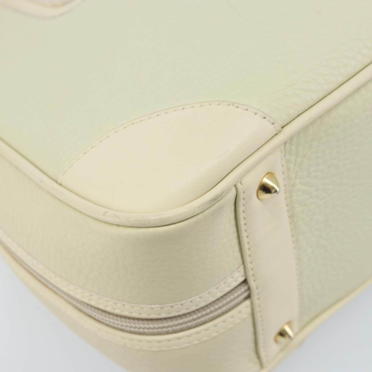 GUCCI Hand Bag Leather Ivory Gold Auth BA10073