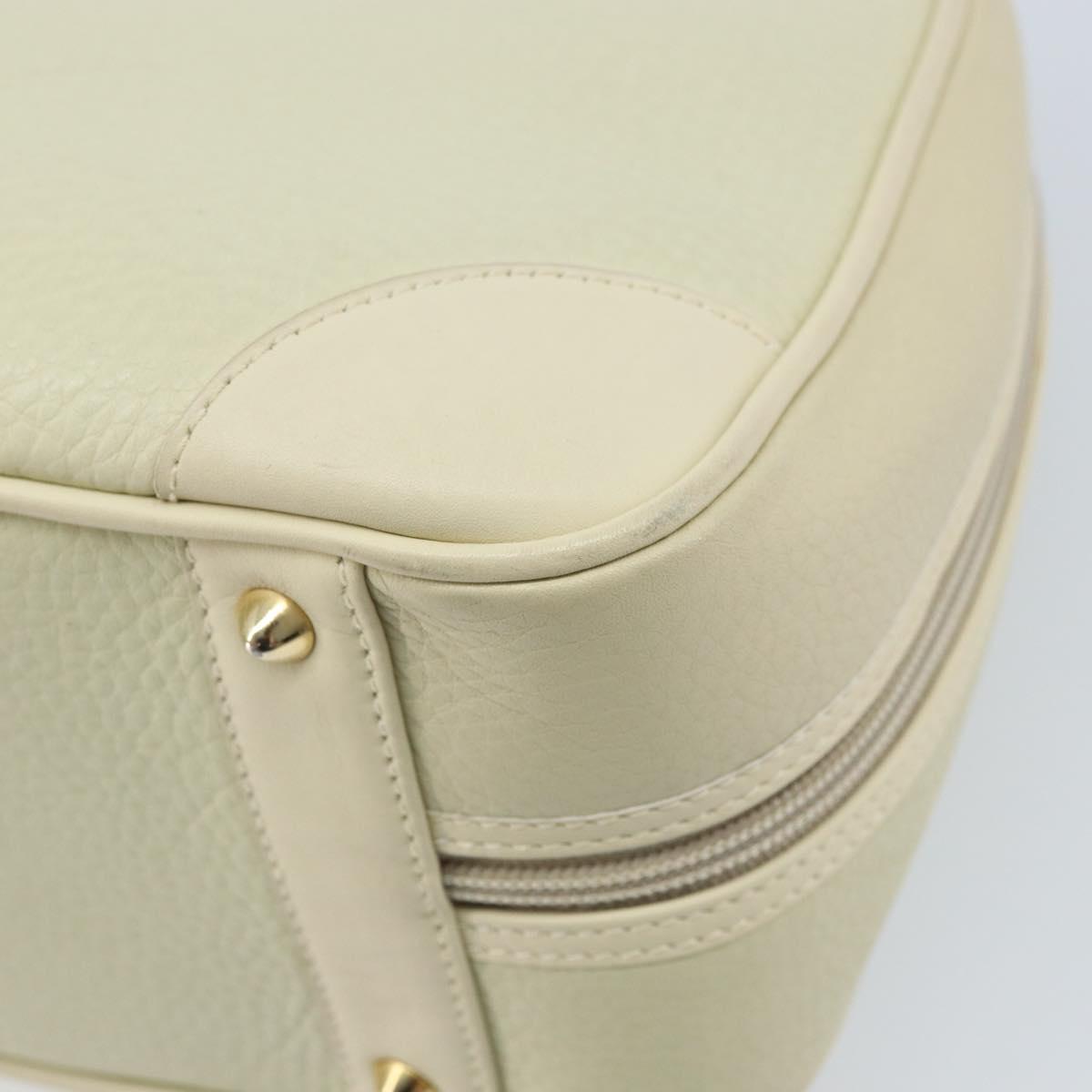 GUCCI Hand Bag Leather Ivory Gold Auth BA10073