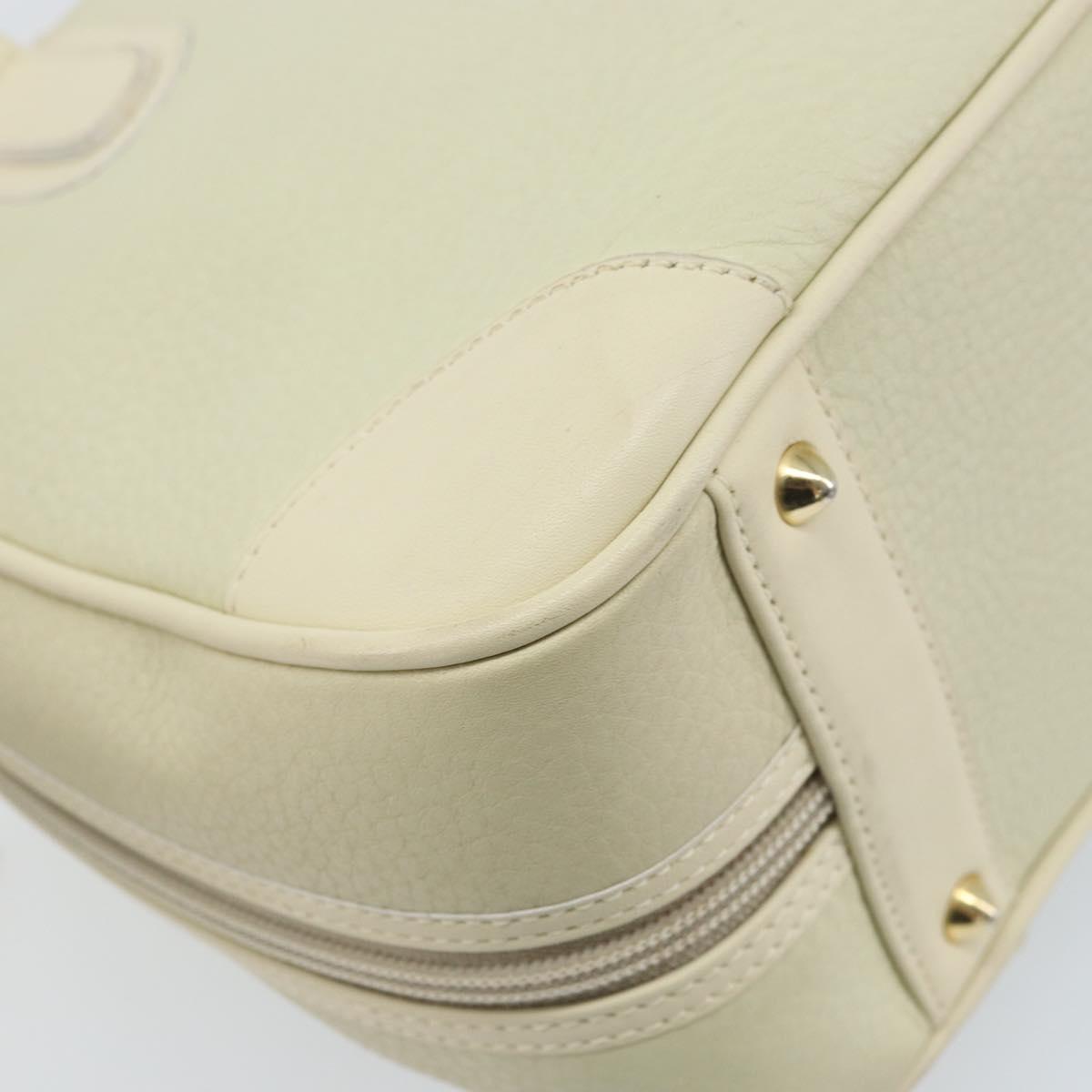 GUCCI Hand Bag Leather Ivory Gold Auth BA10073