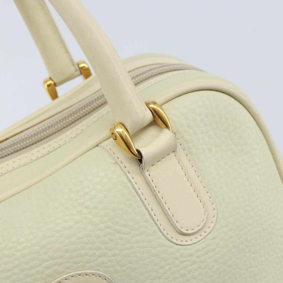 GUCCI Hand Bag Leather Ivory Gold Auth BA10073