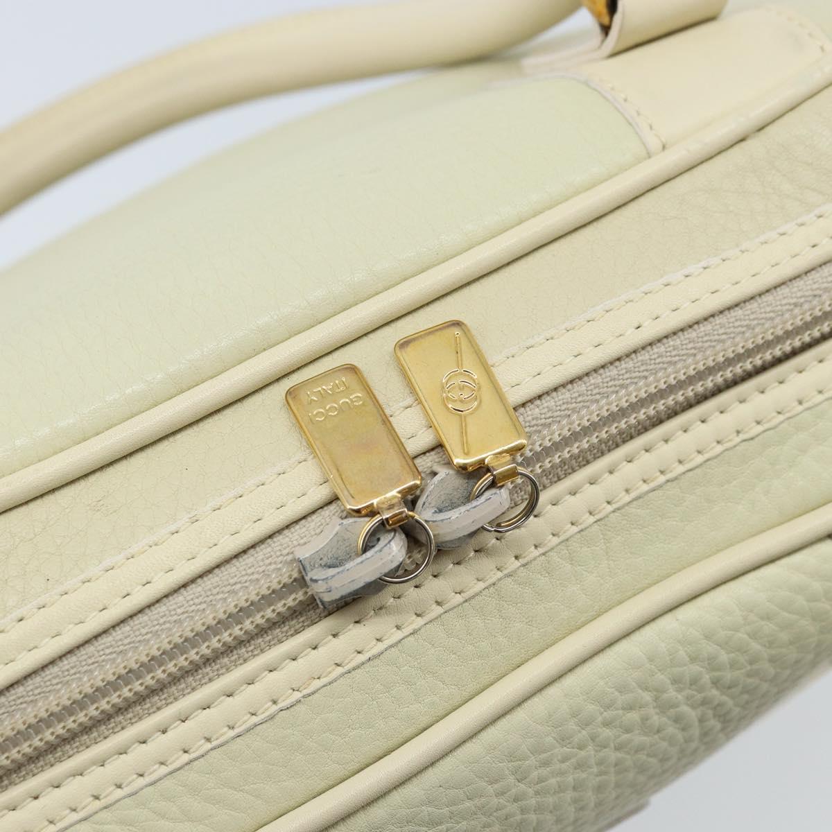 GUCCI Hand Bag Leather Ivory Gold Auth BA10073