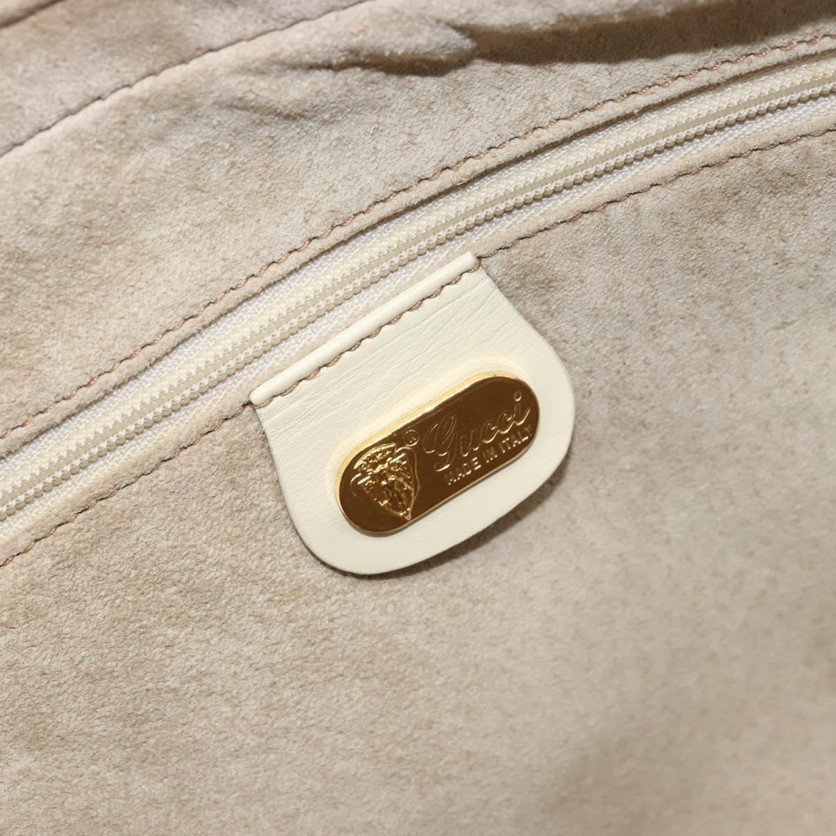 GUCCI Hand Bag Leather Ivory Gold Auth BA10073