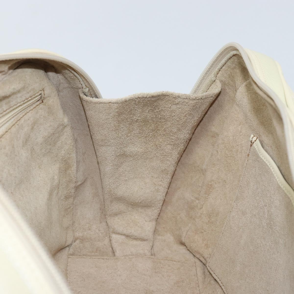 GUCCI Hand Bag Leather Ivory Gold Auth BA10073