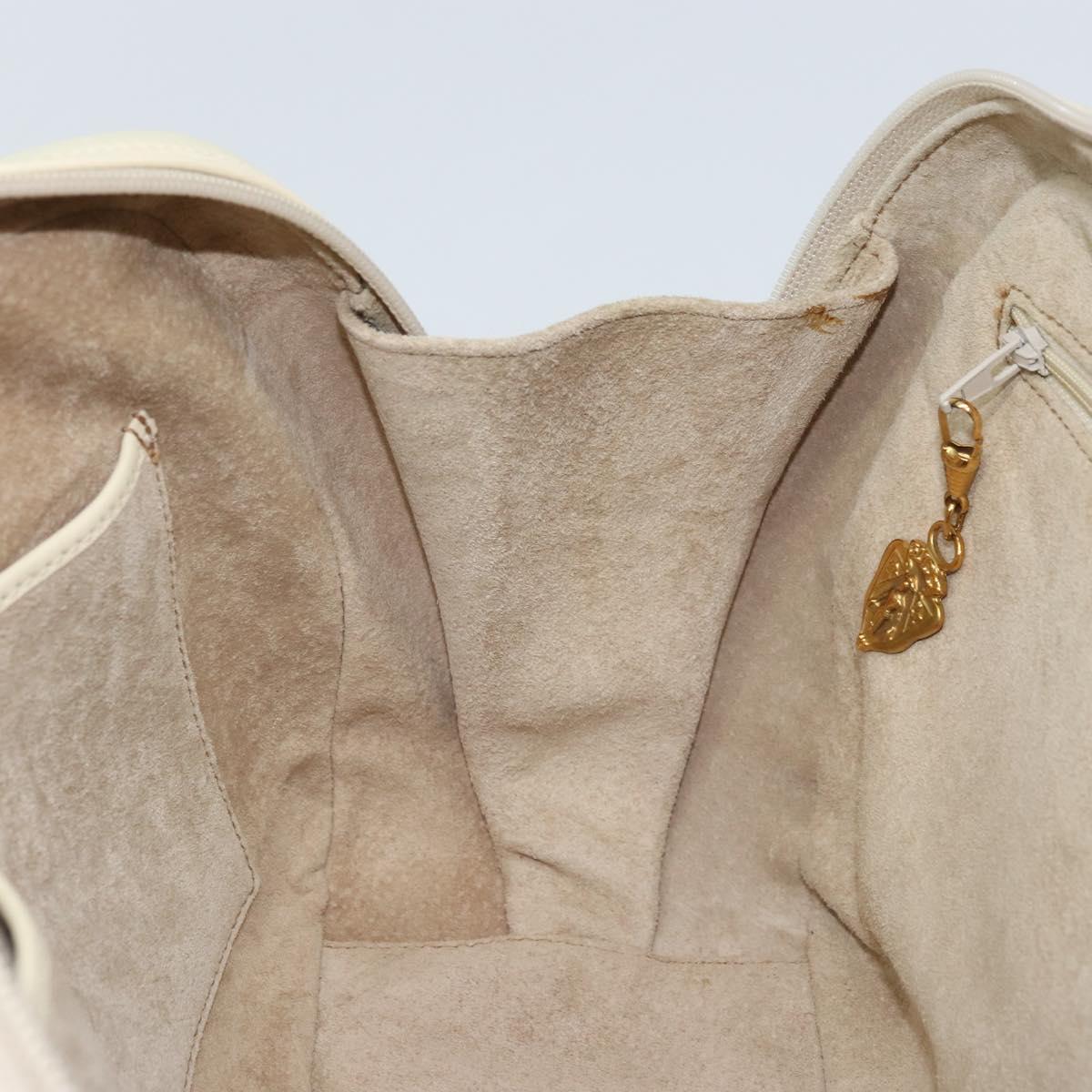 GUCCI Hand Bag Leather Ivory Gold Auth BA10073