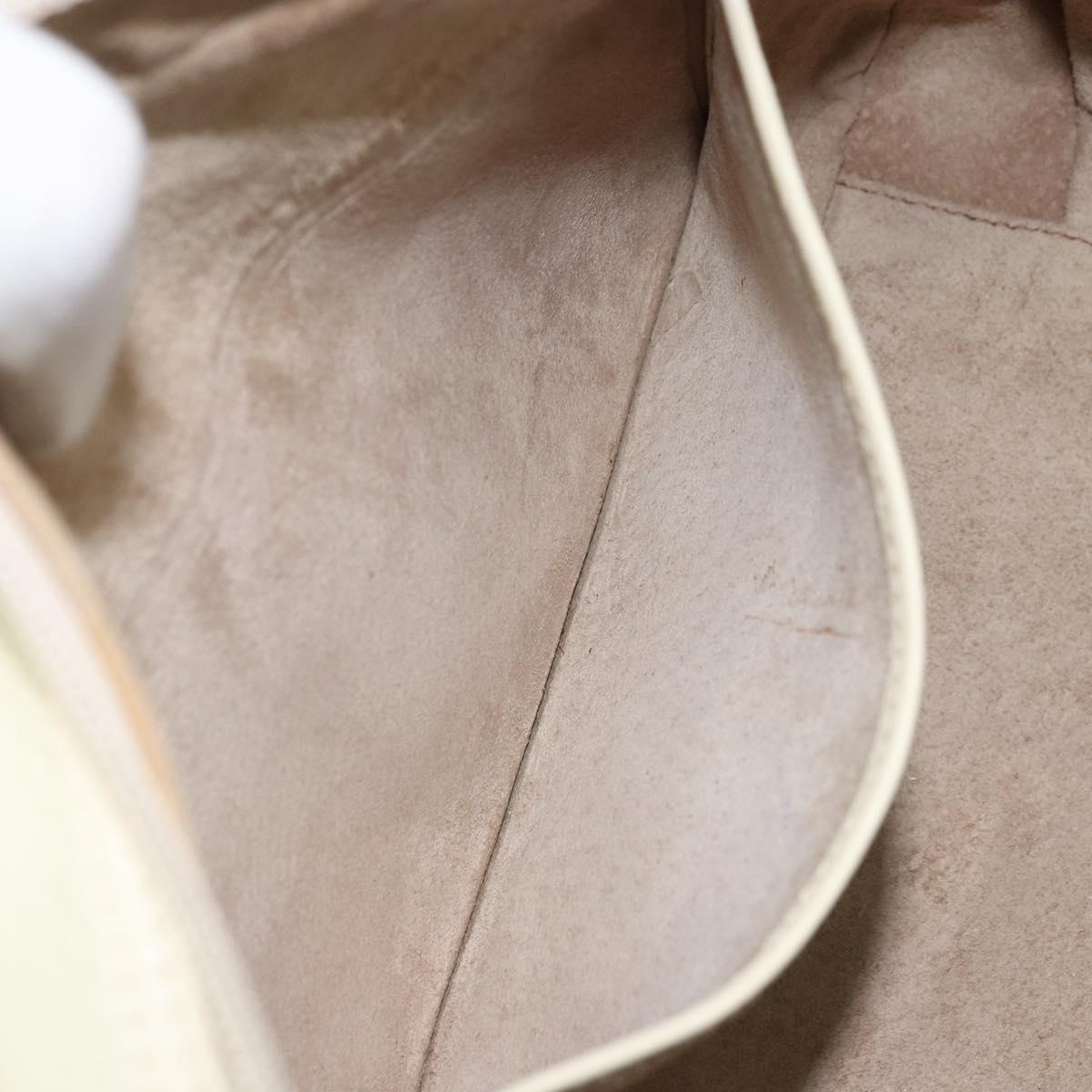 GUCCI Hand Bag Leather Ivory Gold Auth BA10073