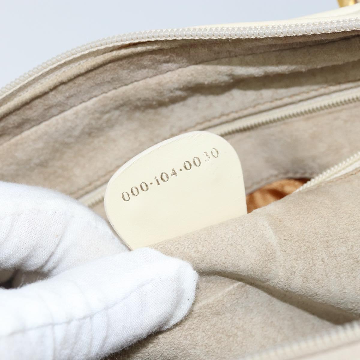 GUCCI Hand Bag Leather Ivory Gold Auth BA10073