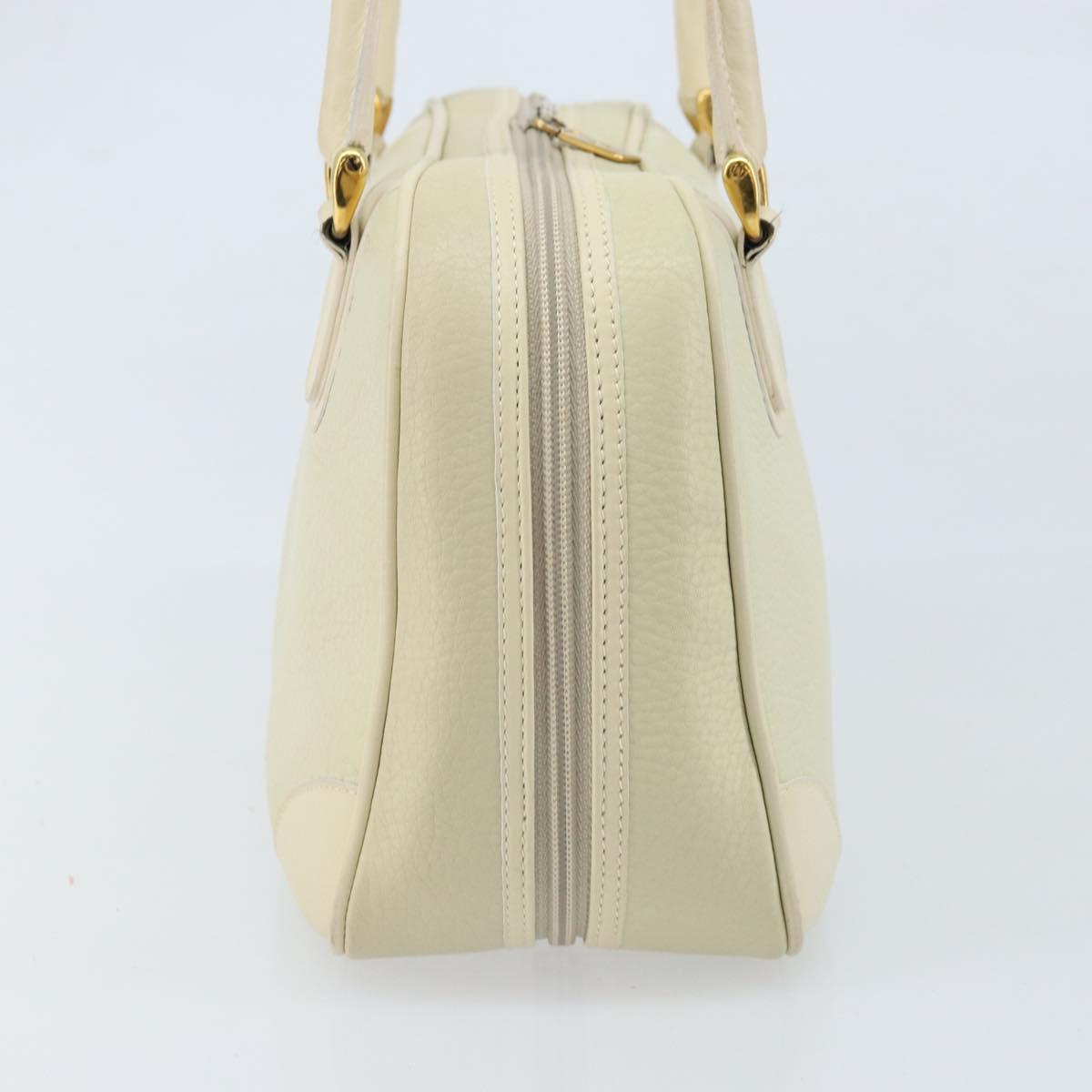 GUCCI Hand Bag Leather Ivory Gold Auth BA10073