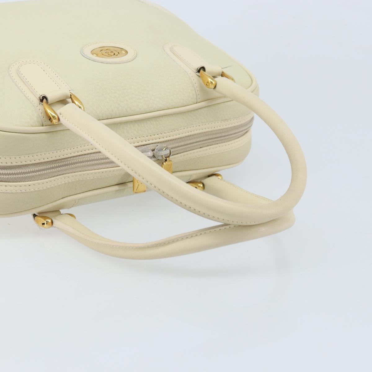 GUCCI Hand Bag Leather Ivory Gold Auth BA10073