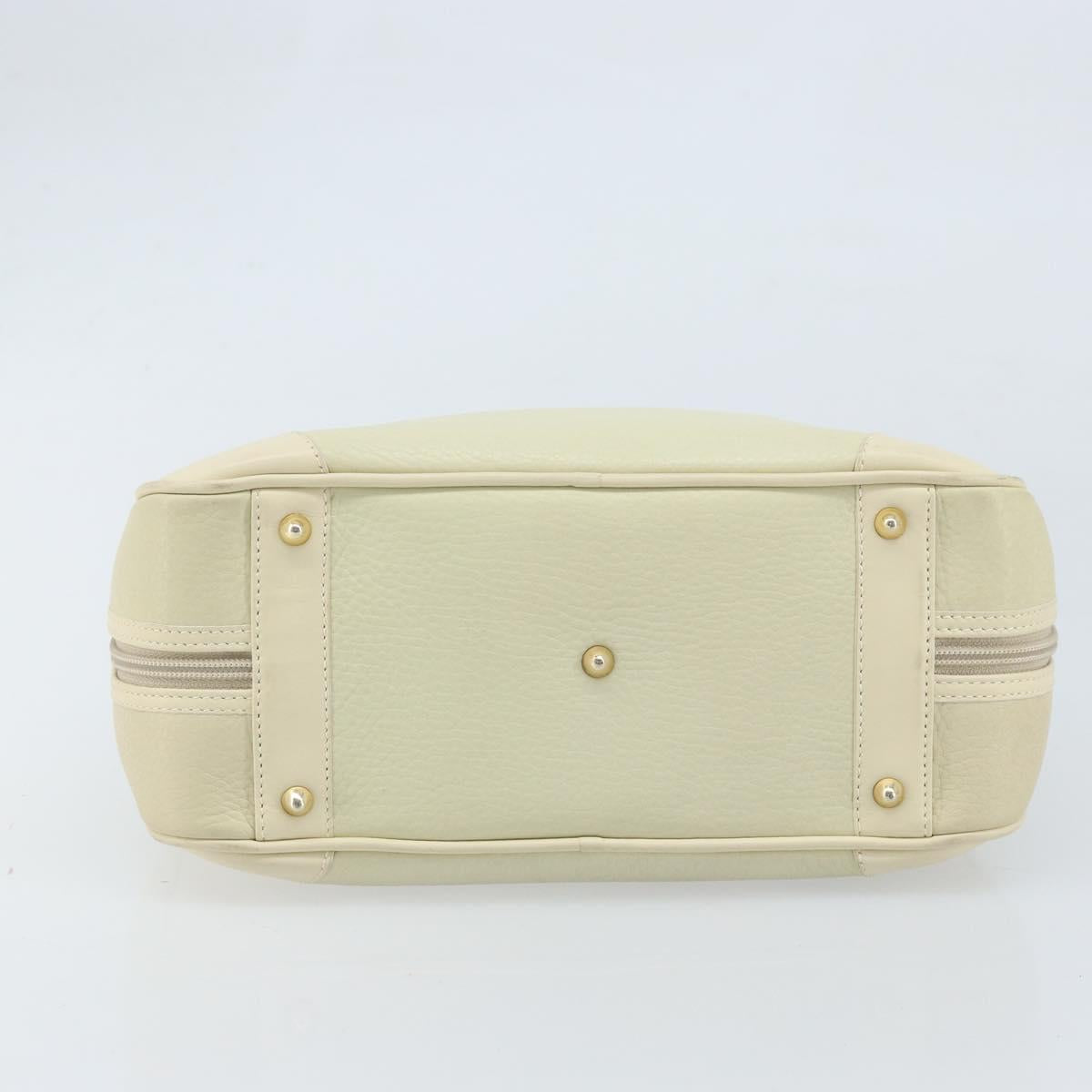 GUCCI Hand Bag Leather Ivory Gold Auth BA10073