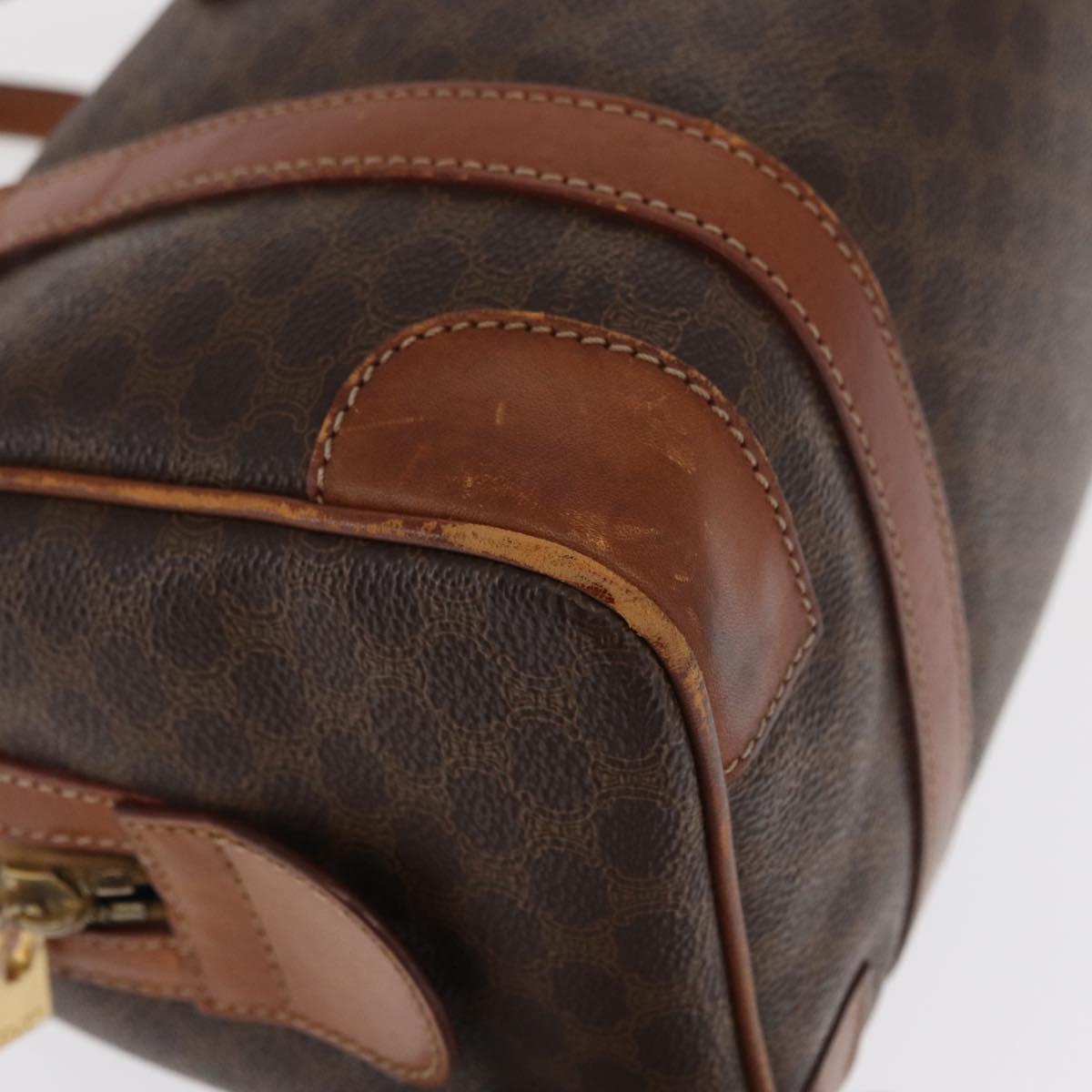 CELINE Macadam Canvas Hand Bag PVC Leather Brown Gold Auth BA10074