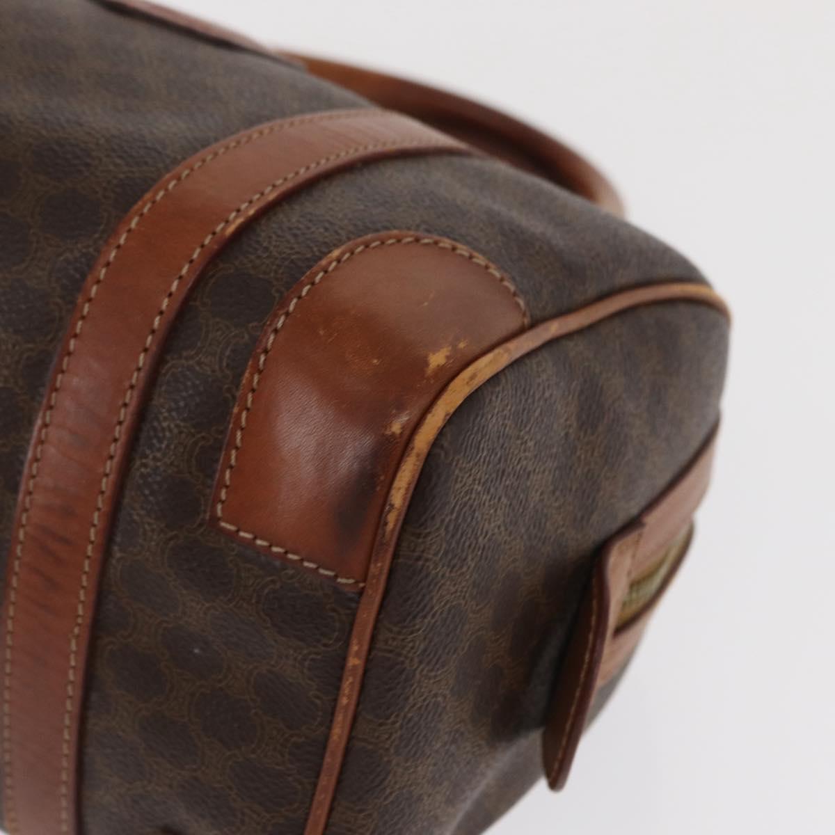 CELINE Macadam Canvas Hand Bag PVC Leather Brown Gold Auth BA10074