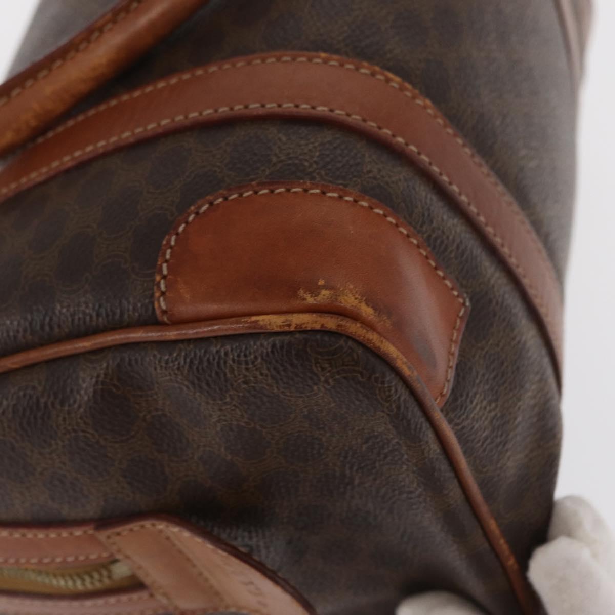 CELINE Macadam Canvas Hand Bag PVC Leather Brown Gold Auth BA10074