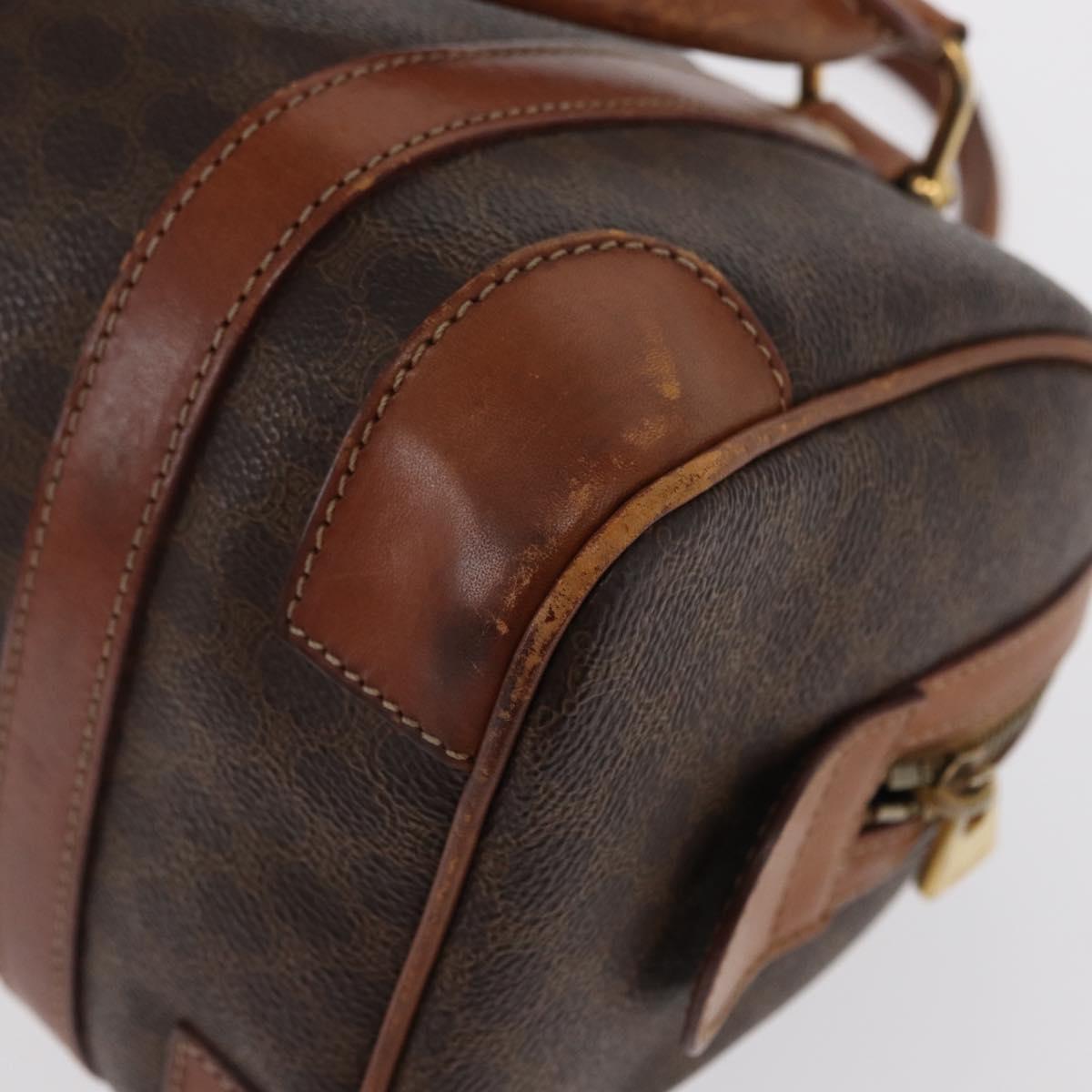 CELINE Macadam Canvas Hand Bag PVC Leather Brown Gold Auth BA10074