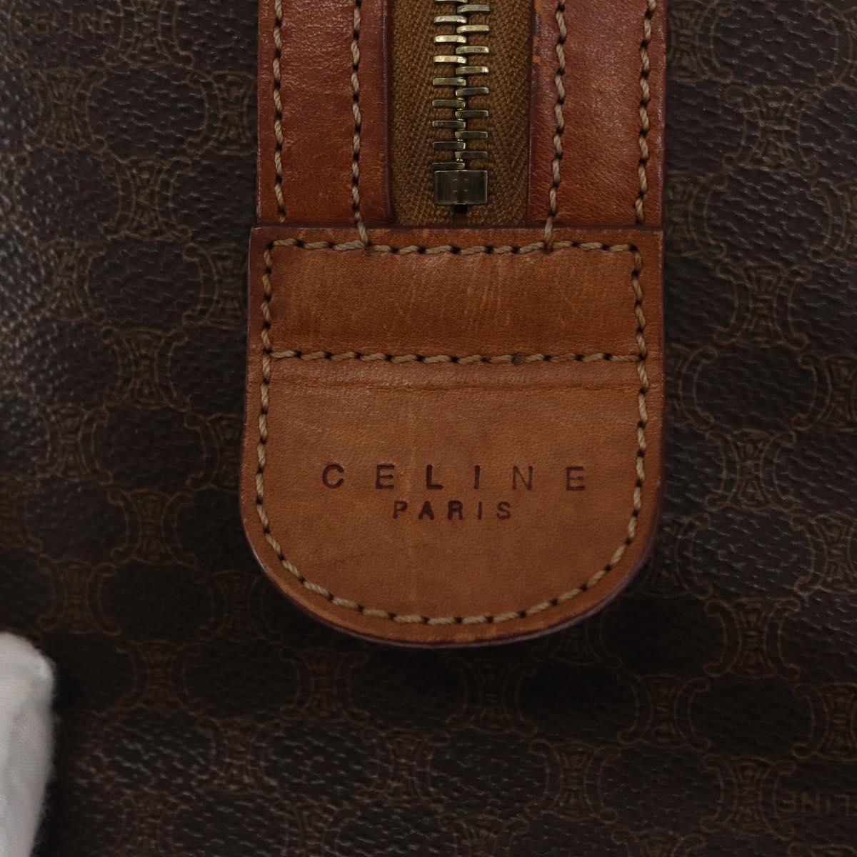 CELINE Macadam Canvas Hand Bag PVC Leather Brown Gold Auth BA10074