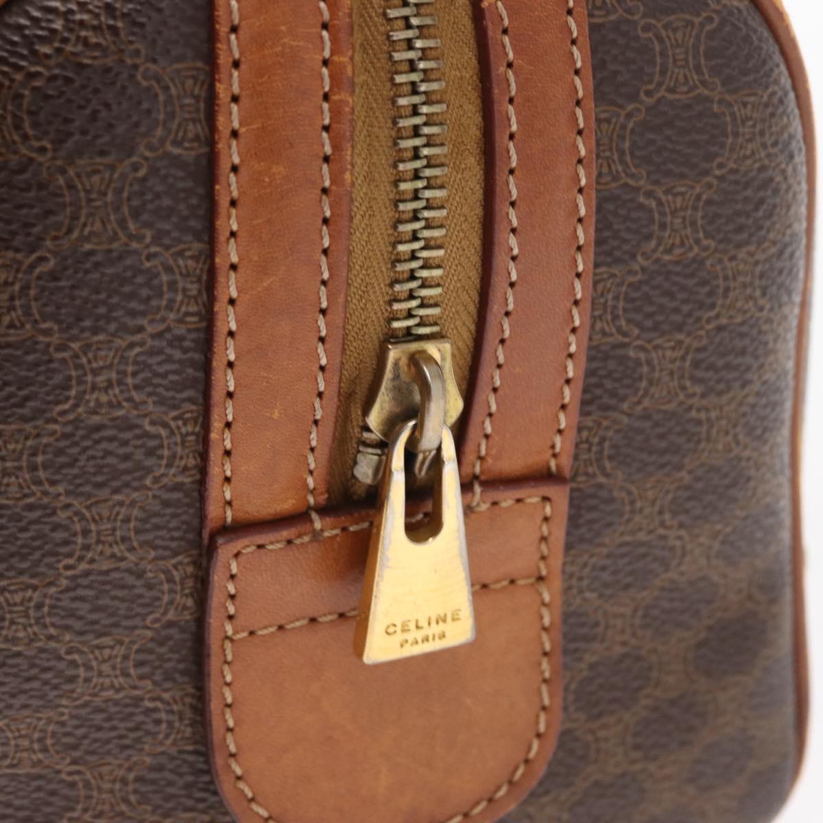 CELINE Macadam Canvas Hand Bag PVC Leather Brown Gold Auth BA10074