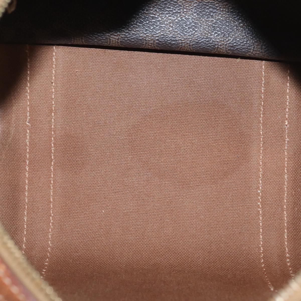 CELINE Macadam Canvas Hand Bag PVC Leather Brown Gold Auth BA10074