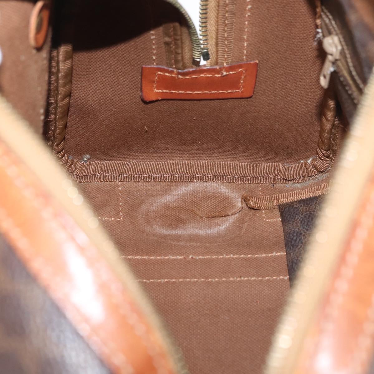 CELINE Macadam Canvas Hand Bag PVC Leather Brown Gold Auth BA10074