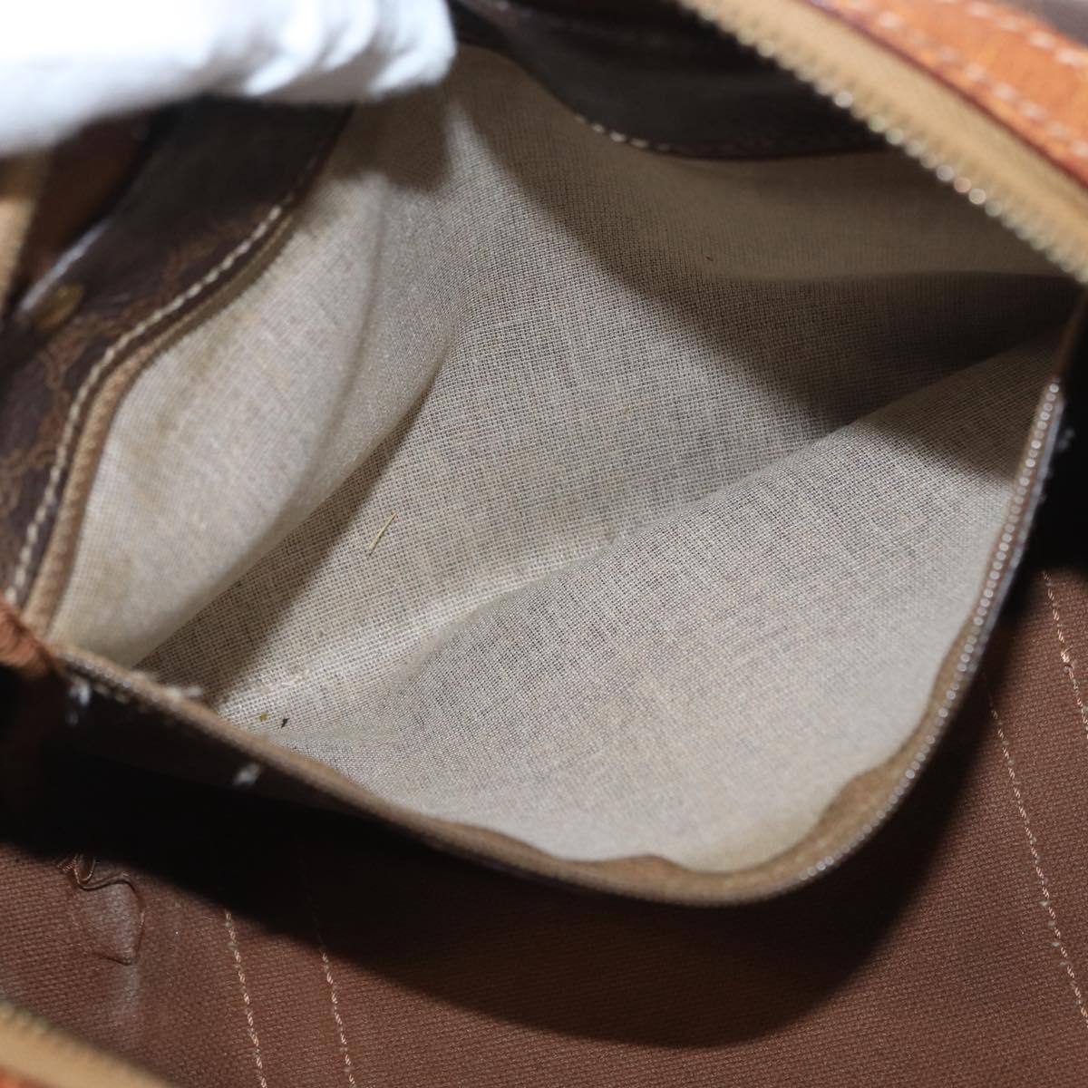 CELINE Macadam Canvas Hand Bag PVC Leather Brown Gold Auth BA10074