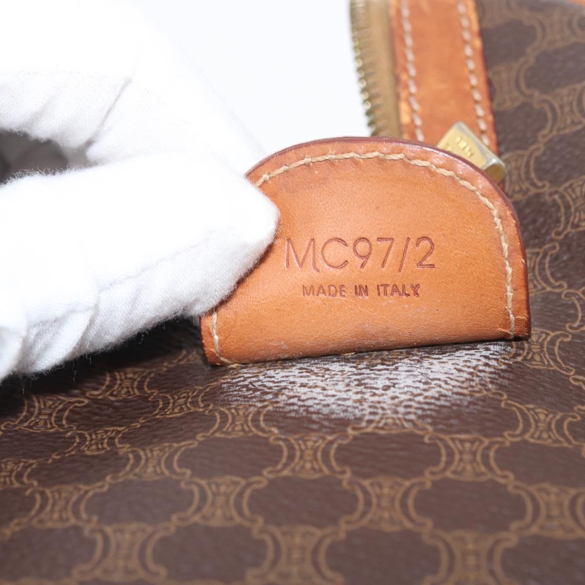 CELINE Macadam Canvas Hand Bag PVC Leather Brown Gold Auth BA10074