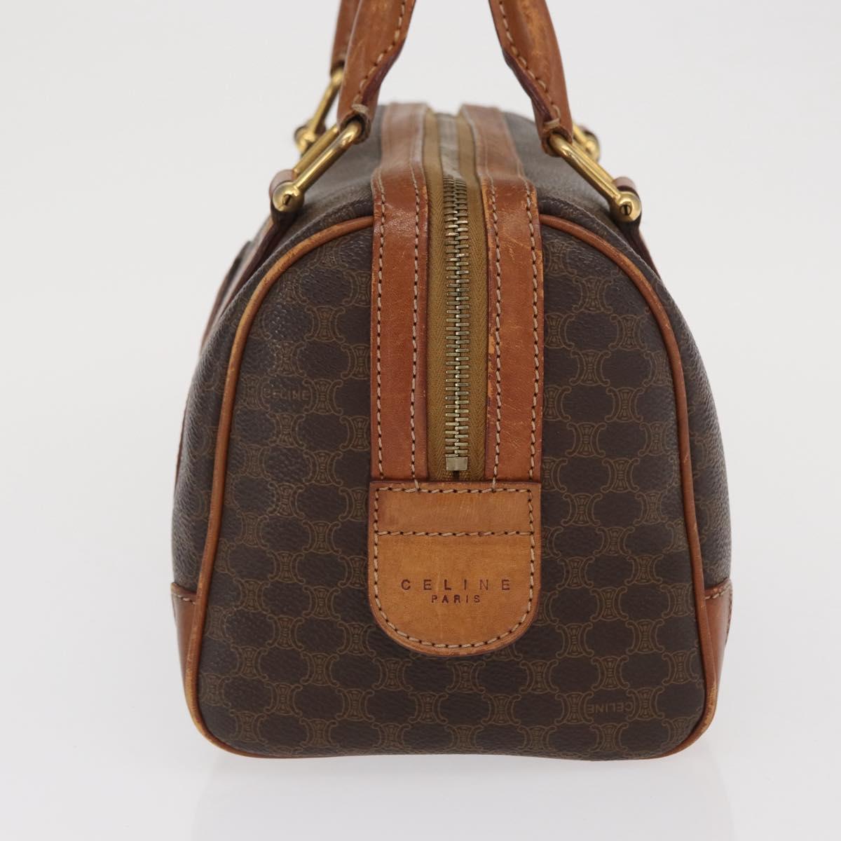 CELINE Macadam Canvas Hand Bag PVC Leather Brown Gold Auth BA10074