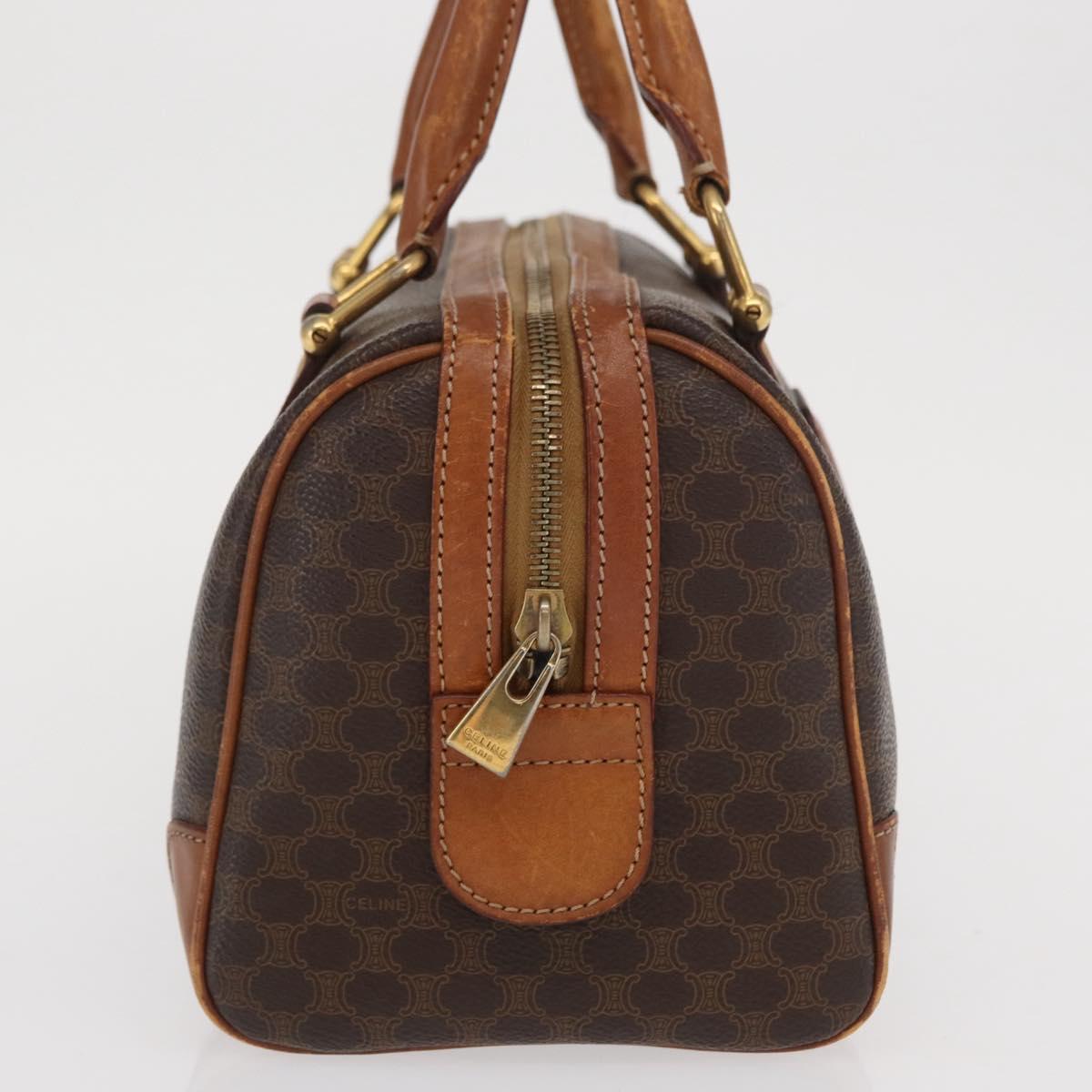 CELINE Macadam Canvas Hand Bag PVC Leather Brown Gold Auth BA10074