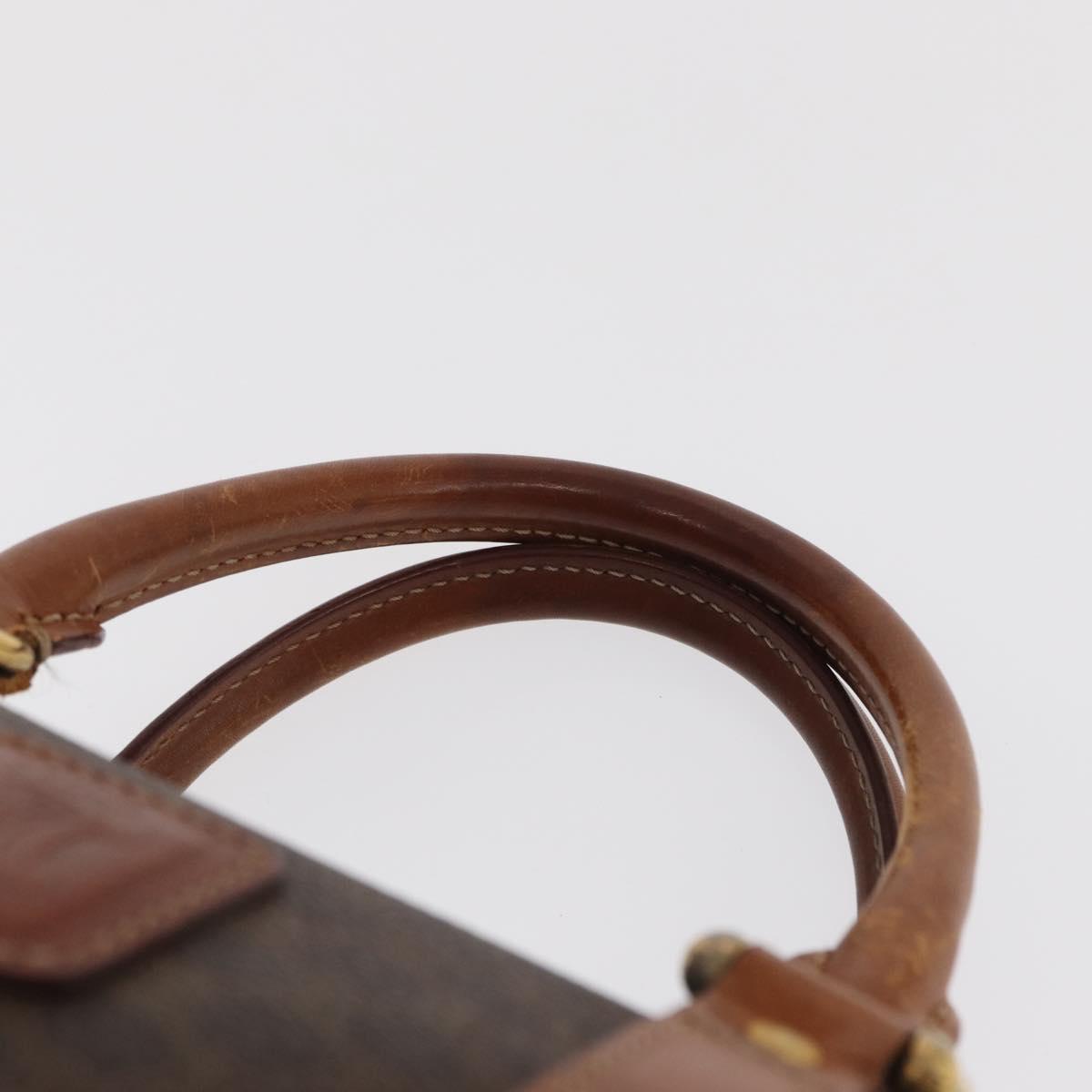 CELINE Macadam Canvas Hand Bag PVC Leather Brown Gold Auth BA10074