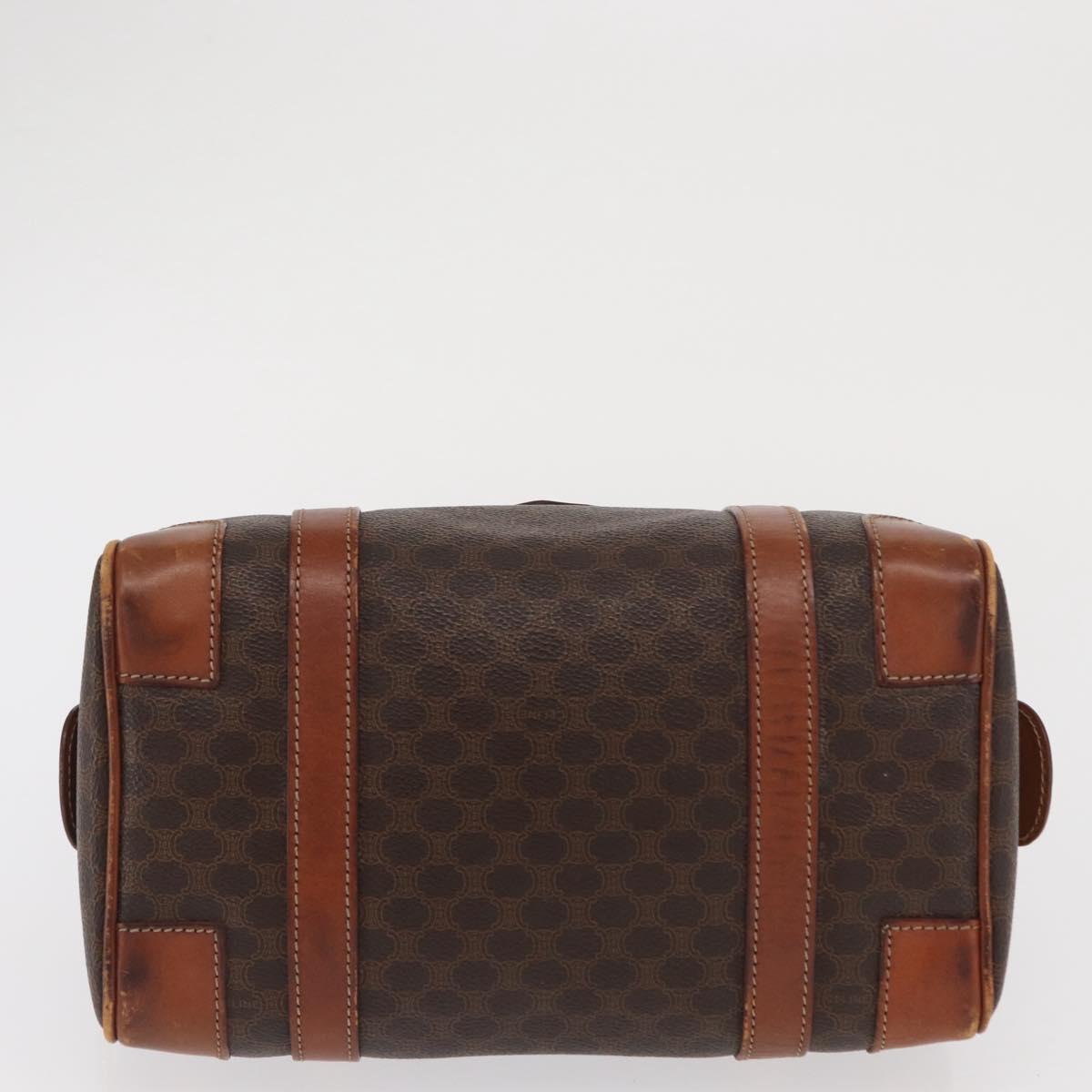 CELINE Macadam Canvas Hand Bag PVC Leather Brown Gold Auth BA10074