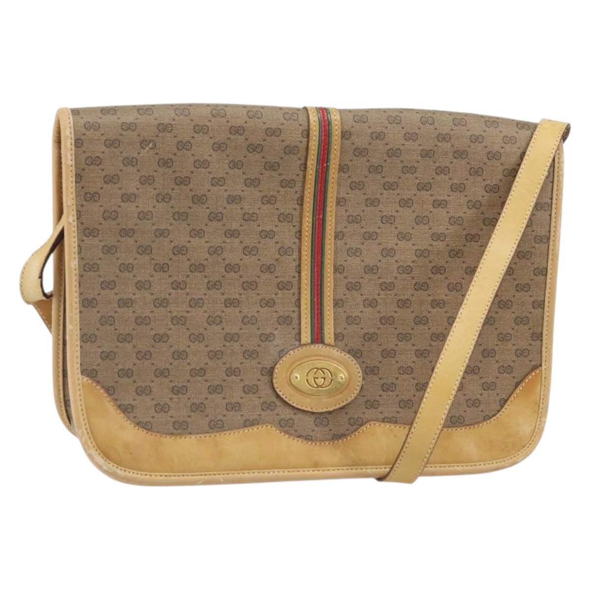 GUCCI Micro GG Supreme Shoulder Bag PVC Beige Gold 001 104 0551 Auth BA10075