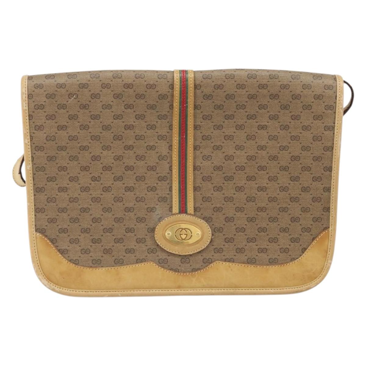 GUCCI Micro GG Supreme Shoulder Bag PVC Beige Gold 001 104 0551 Auth BA10075