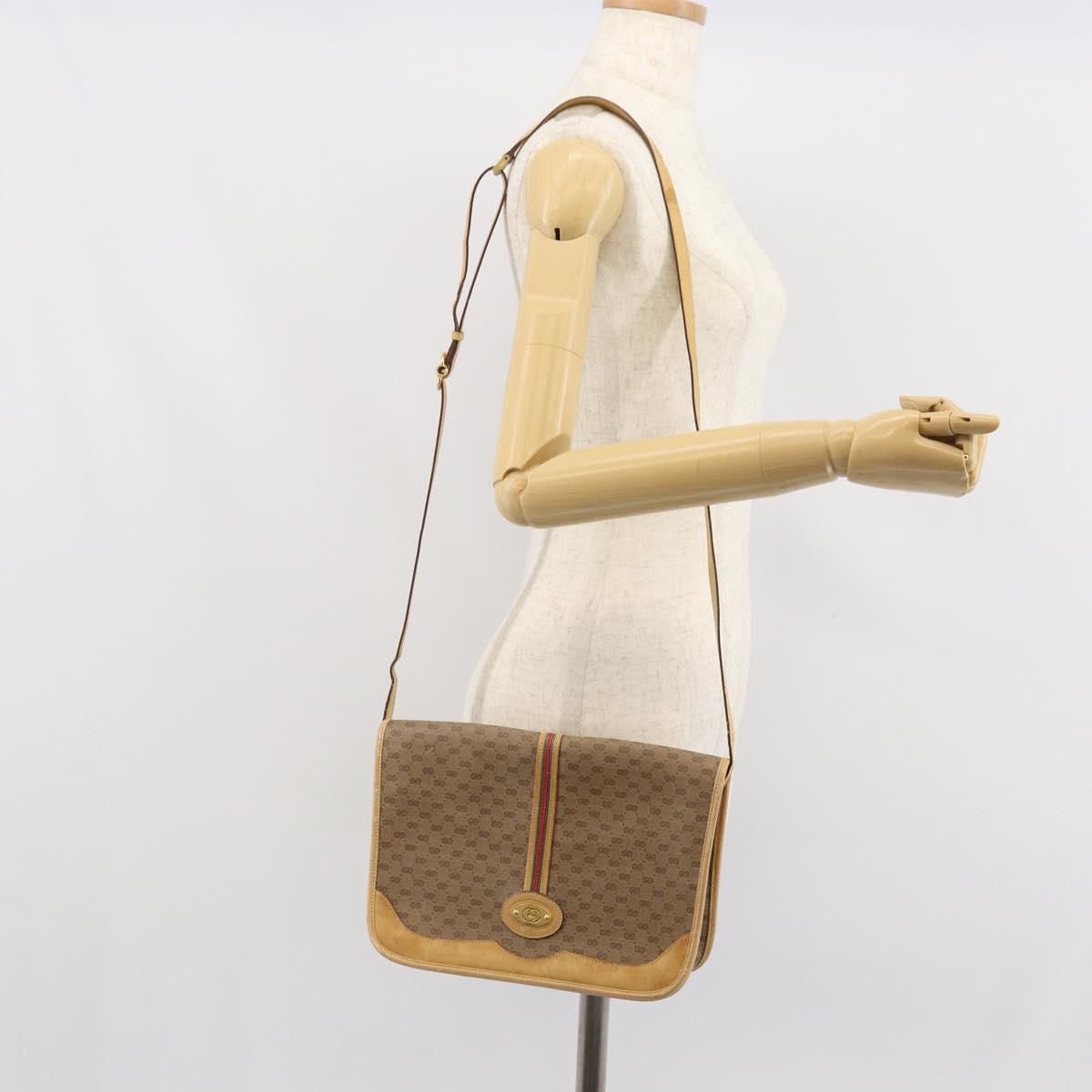 GUCCI Micro GG Supreme Shoulder Bag PVC Beige Gold 001 104 0551 Auth BA10075