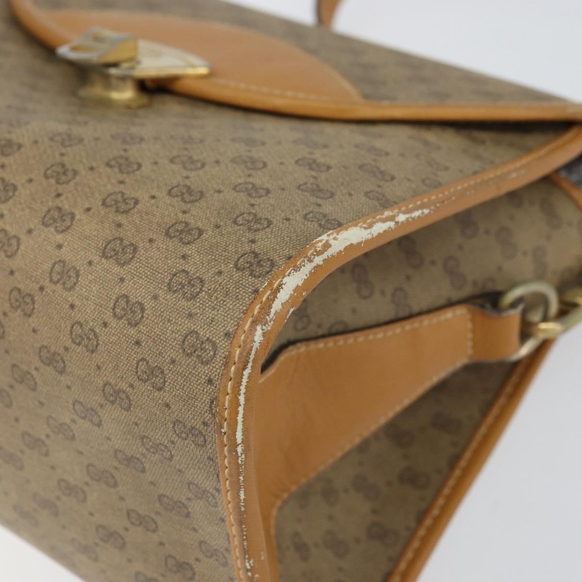 GUCCI Micro GG Supreme Shoulder Bag PVC Beige Gold Auth BA10076