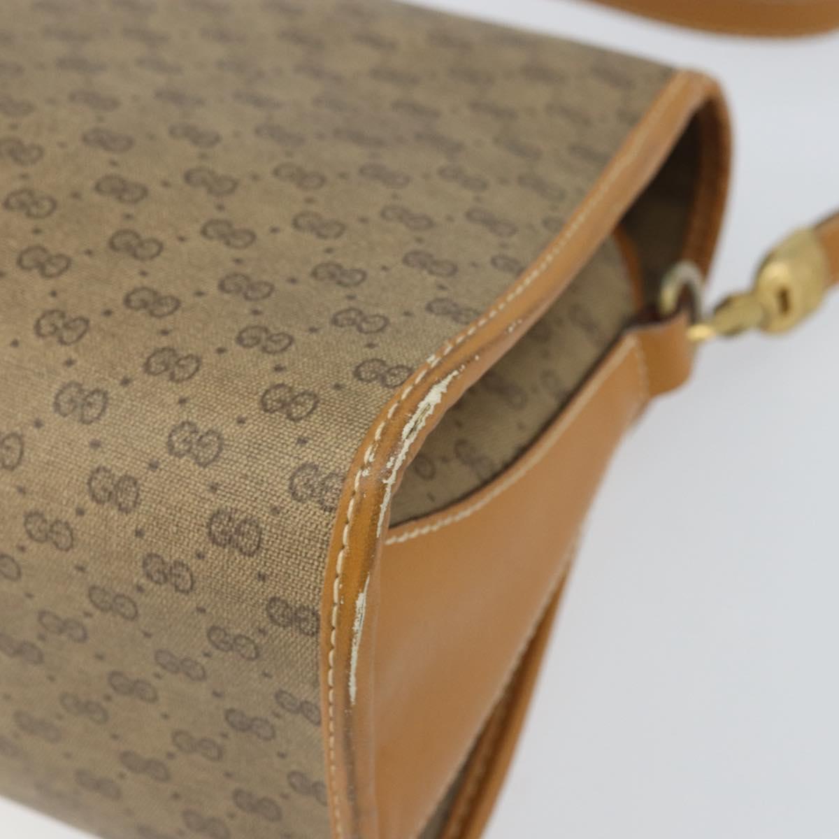 GUCCI Micro GG Supreme Shoulder Bag PVC Beige Gold Auth BA10076