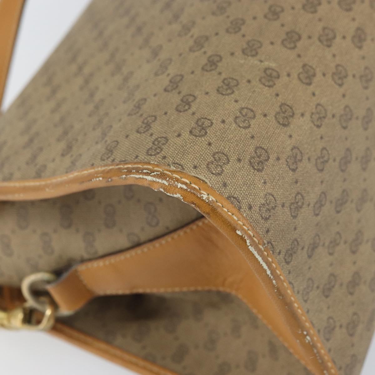 GUCCI Micro GG Supreme Shoulder Bag PVC Beige Gold Auth BA10076