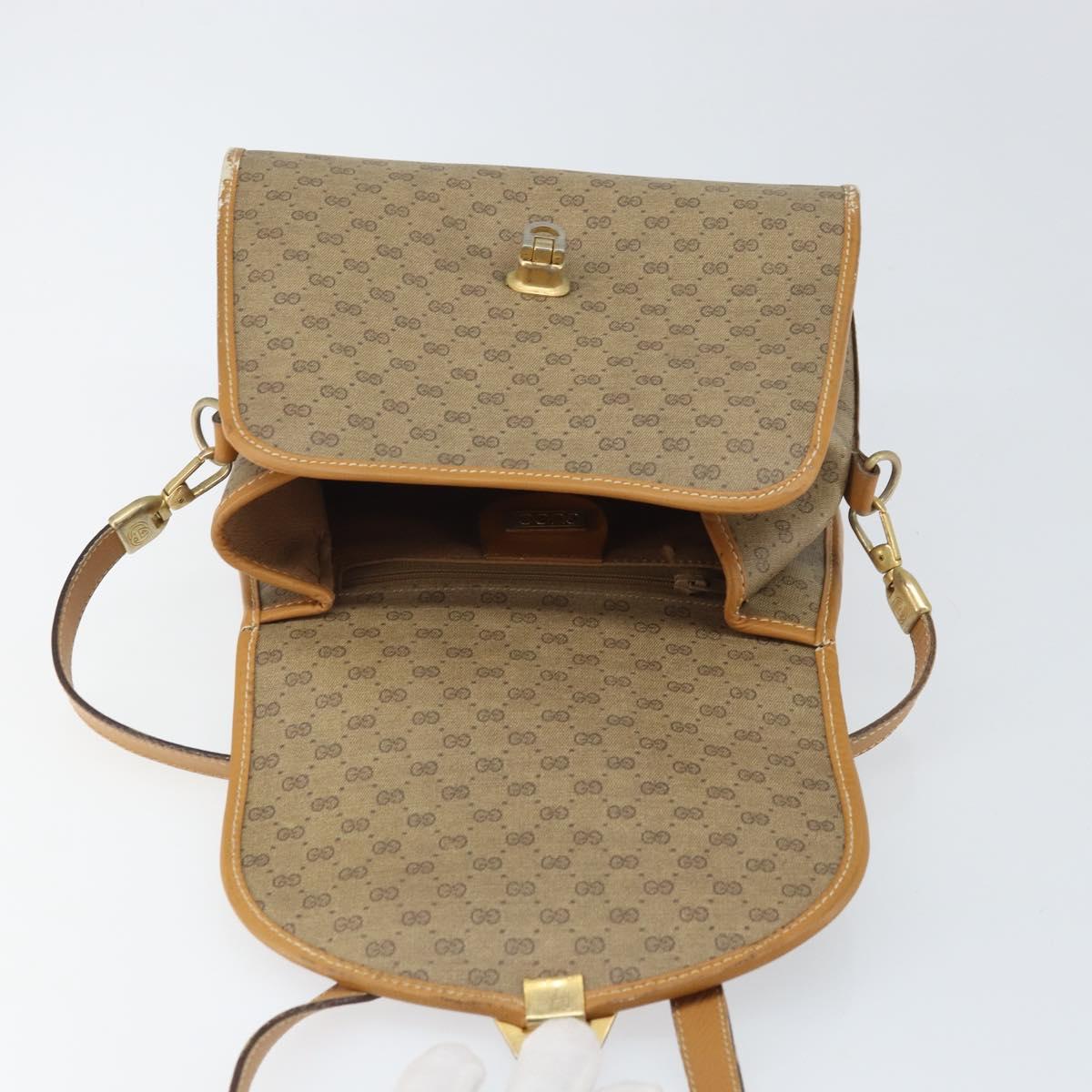 GUCCI Micro GG Supreme Shoulder Bag PVC Beige Gold Auth BA10076