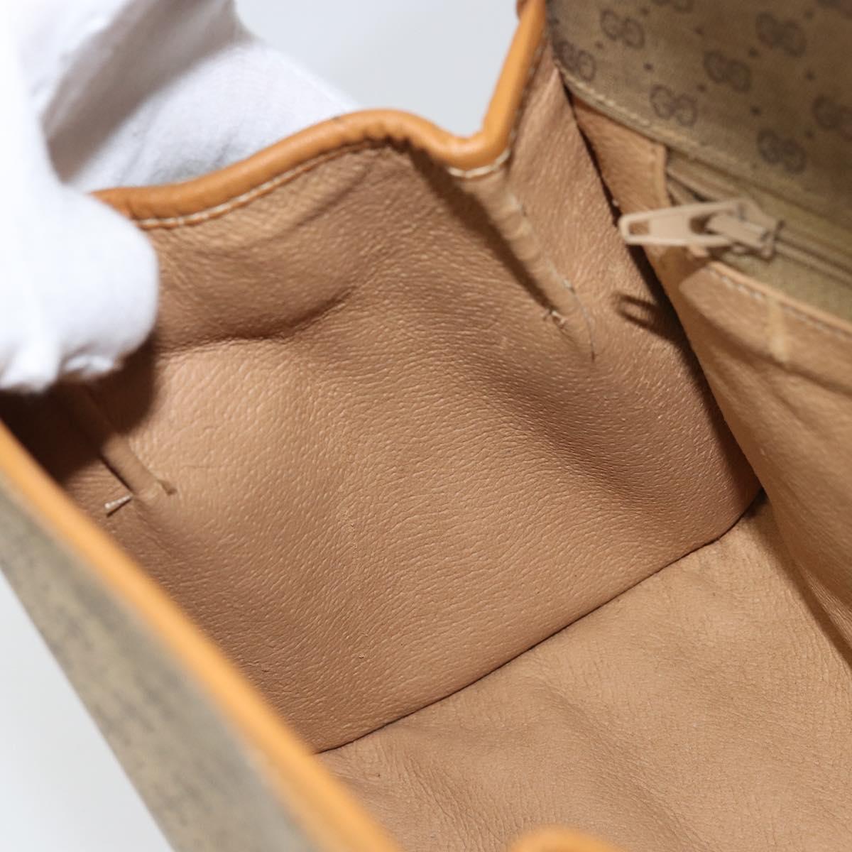 GUCCI Micro GG Supreme Shoulder Bag PVC Beige Gold Auth BA10076