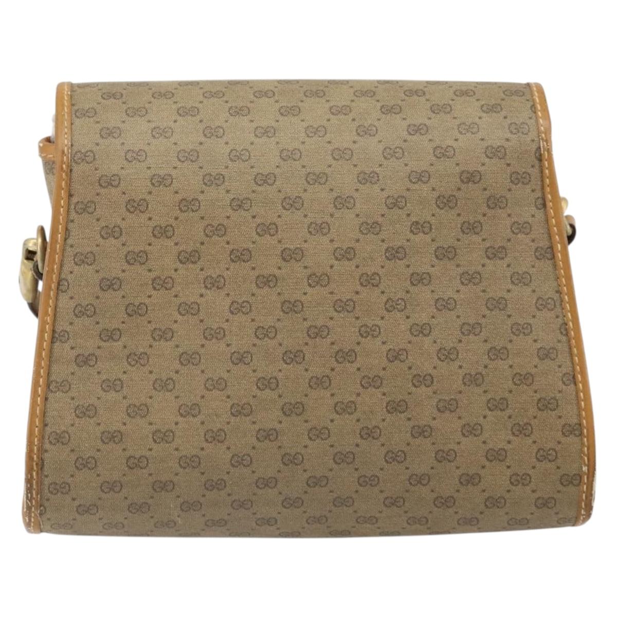 GUCCI Micro GG Supreme Shoulder Bag PVC Beige Gold Auth BA10076