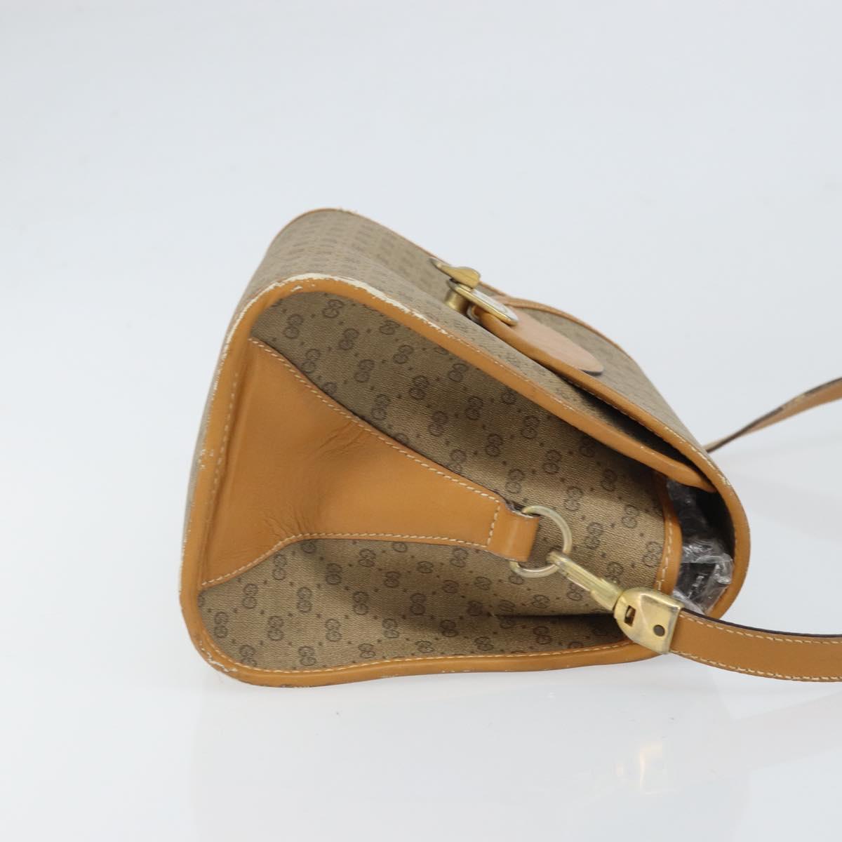 GUCCI Micro GG Supreme Shoulder Bag PVC Beige Gold Auth BA10076