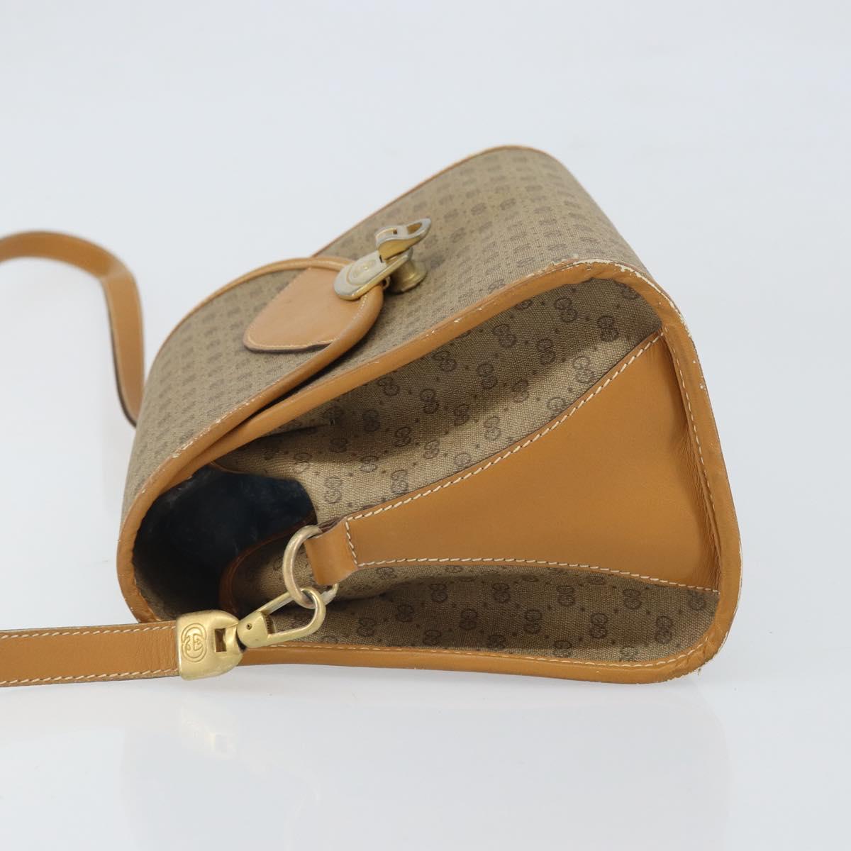 GUCCI Micro GG Supreme Shoulder Bag PVC Beige Gold Auth BA10076