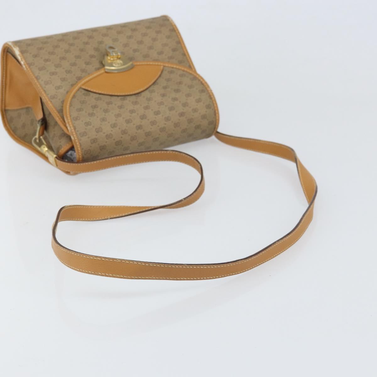 GUCCI Micro GG Supreme Shoulder Bag PVC Beige Gold Auth BA10076