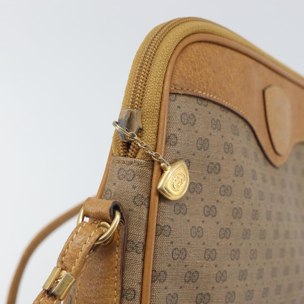 GUCCI Micro GG Supreme Shoulder Bag PVC Beige Gold 007 123 0428 Auth BA10077