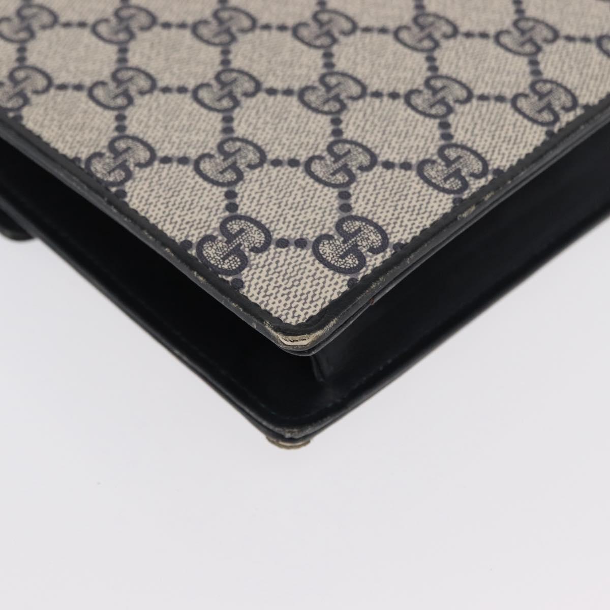 GUCCI GG Supreme Sherry Line Shoulder Bag PVC Navy Gold Auth BA10080