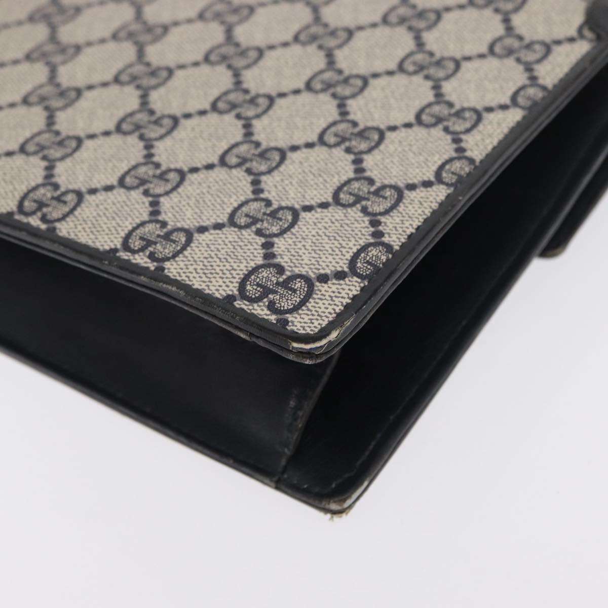 GUCCI GG Supreme Sherry Line Shoulder Bag PVC Navy Gold Auth BA10080