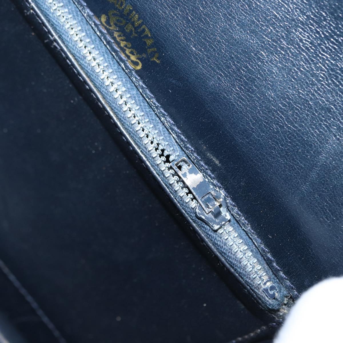 GUCCI GG Supreme Sherry Line Shoulder Bag PVC Navy Gold Auth BA10080