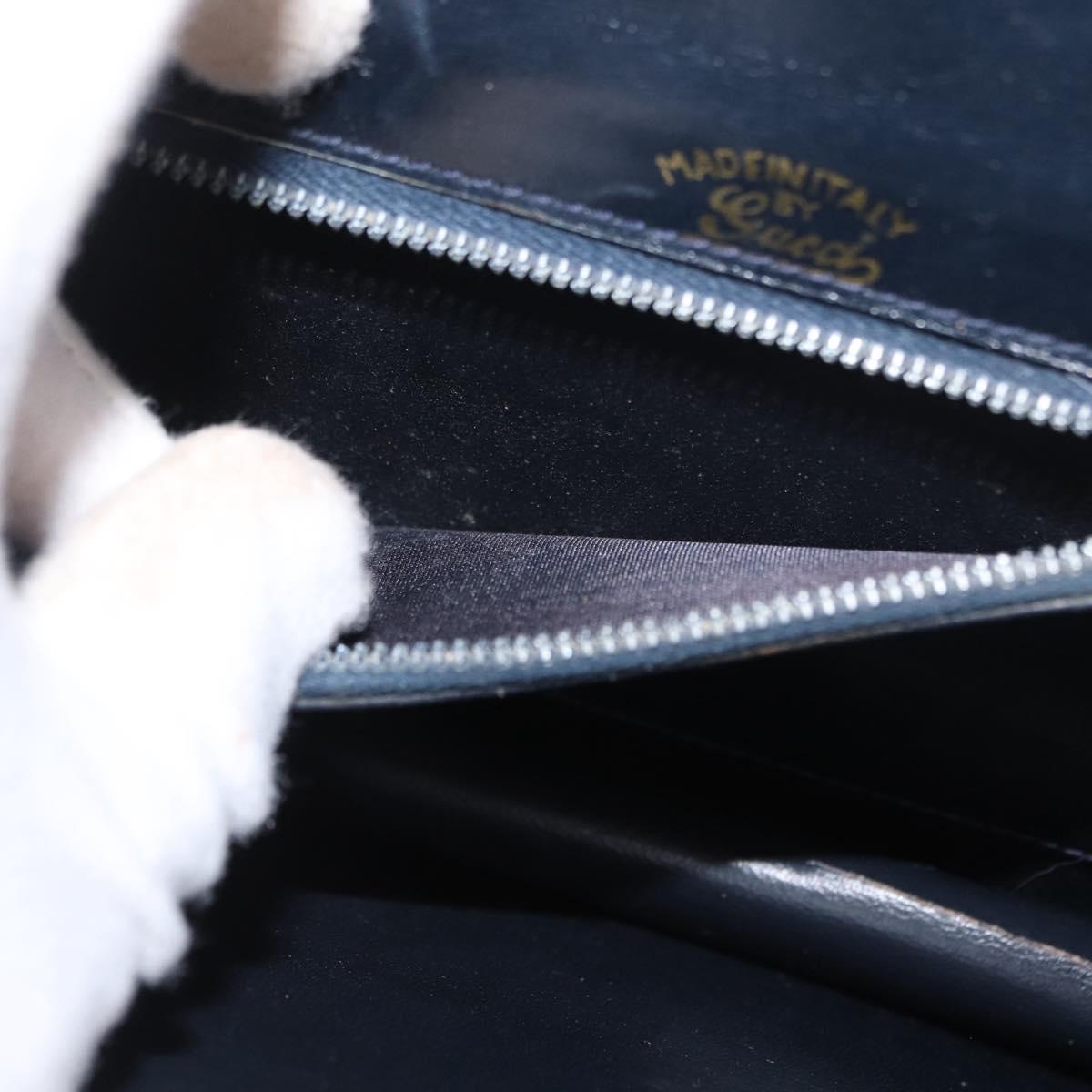 GUCCI GG Supreme Sherry Line Shoulder Bag PVC Navy Gold Auth BA10080