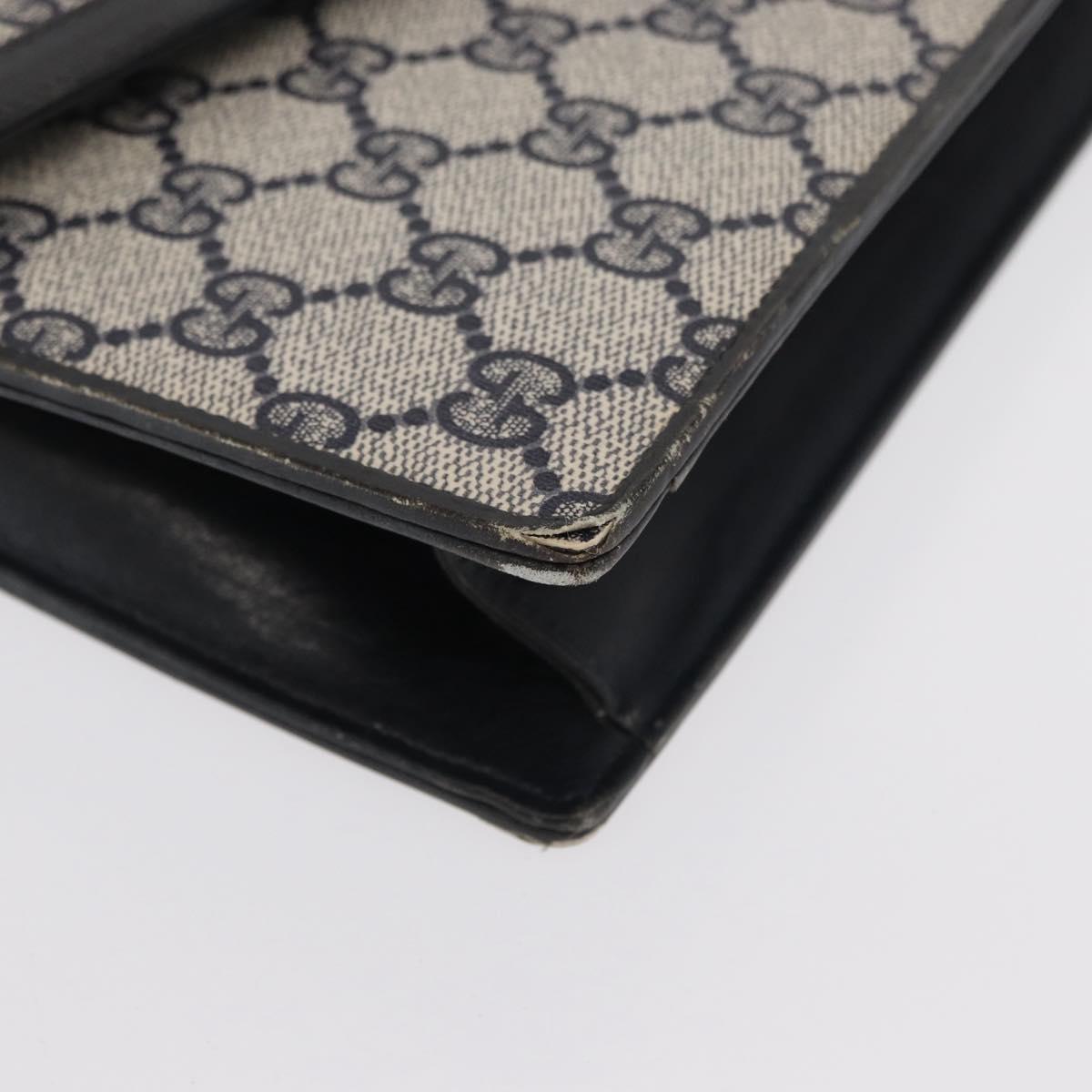 GUCCI GG Supreme Sherry Line Shoulder Bag PVC Navy Gold Auth BA10080