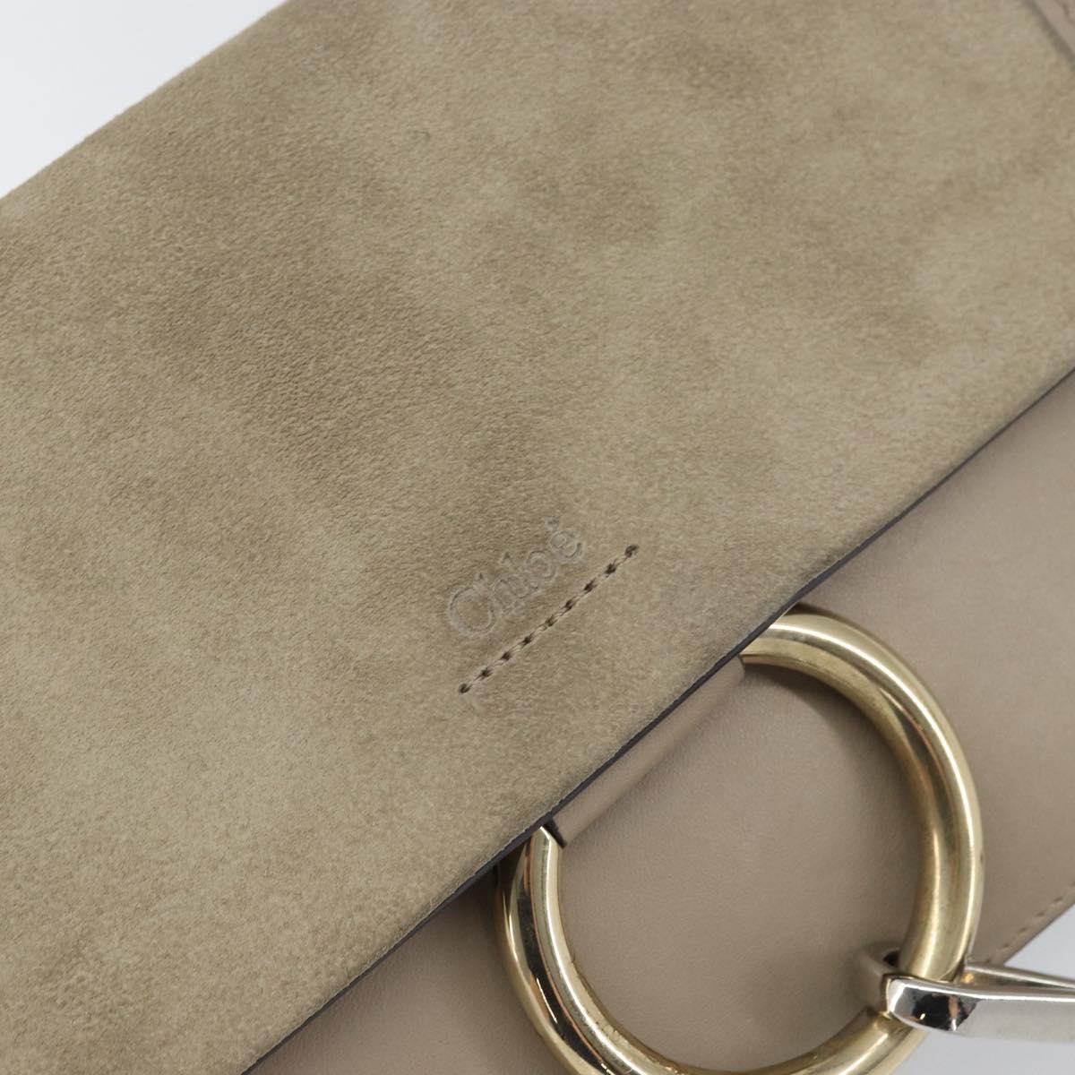 Chloe Fay Shoulder Bag Leather Suede Beige Gold Auth BA10083V