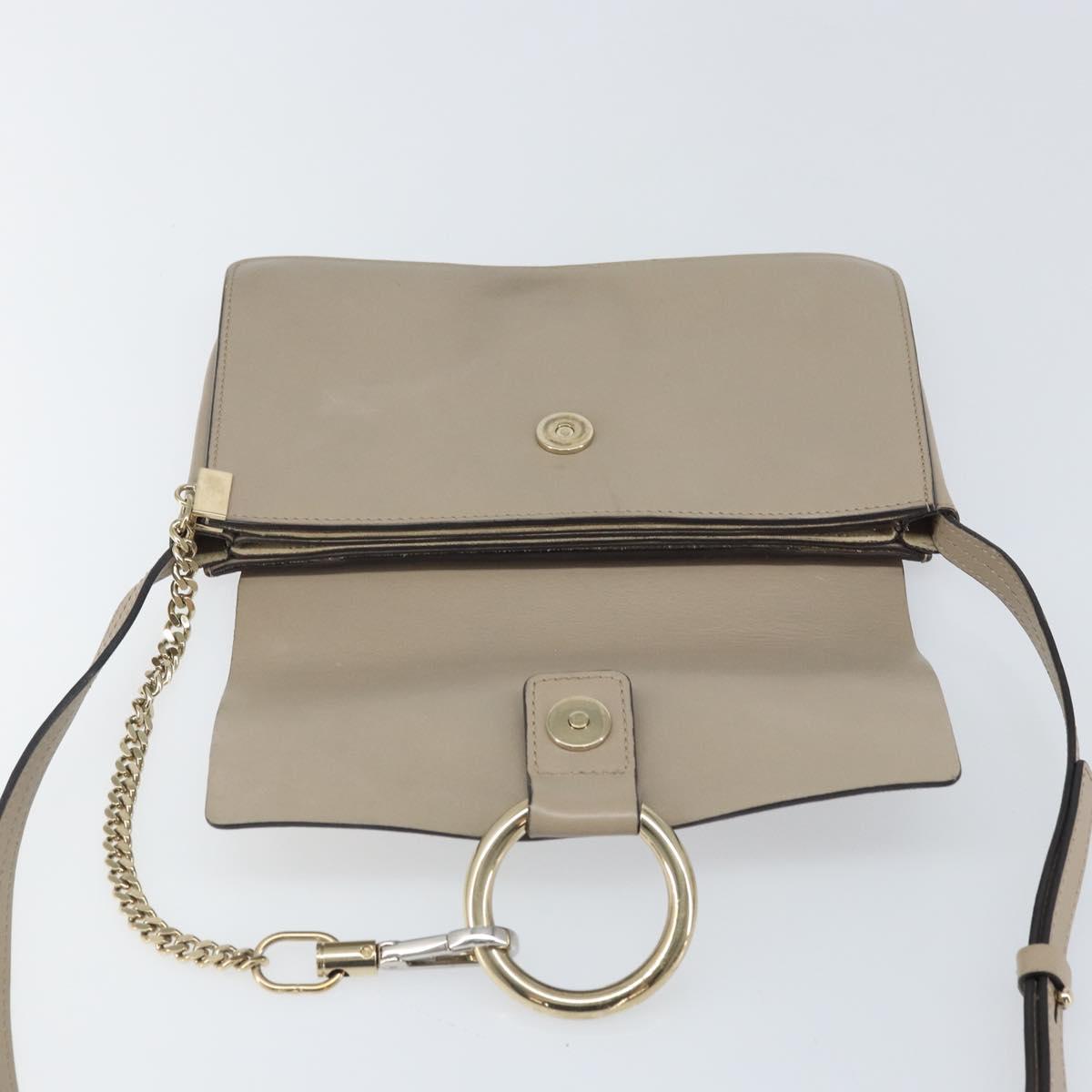 Chloe Fay Shoulder Bag Leather Suede Beige Gold Auth BA10083V