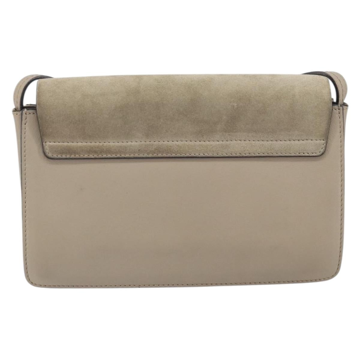 Chloe Fay Shoulder Bag Leather Suede Beige Gold Auth BA10083V